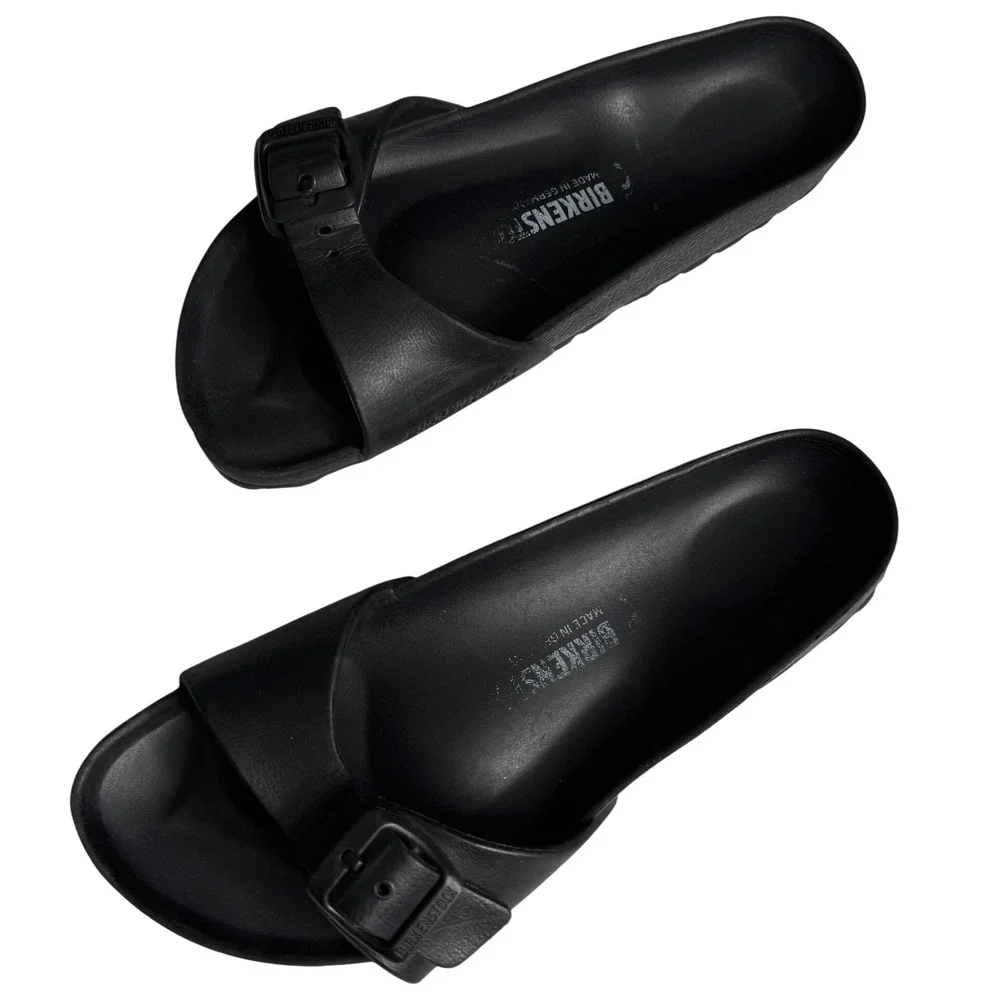Birkenstock Madrid Essentials EVA Black Single Strap Slide Sandals Womens 36 5